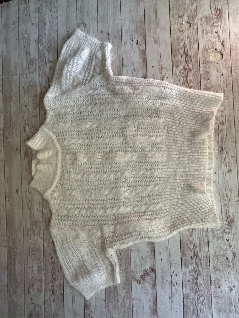 Cider Cozy Cream Short-Sleeve Knit Sweater